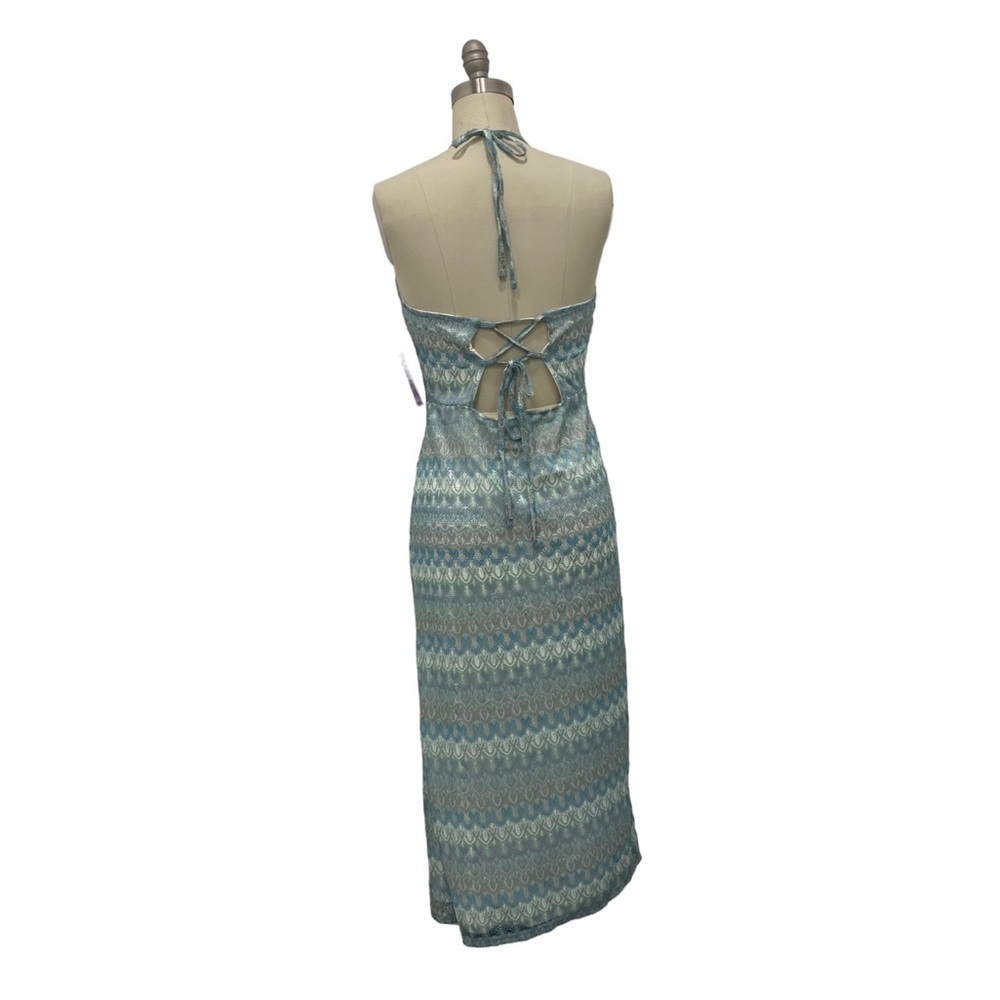 Women's Crochet Slip Dress Lace Up Back - Wild Fable Aqua Blue Size L Vacation - Picture 4 of 8